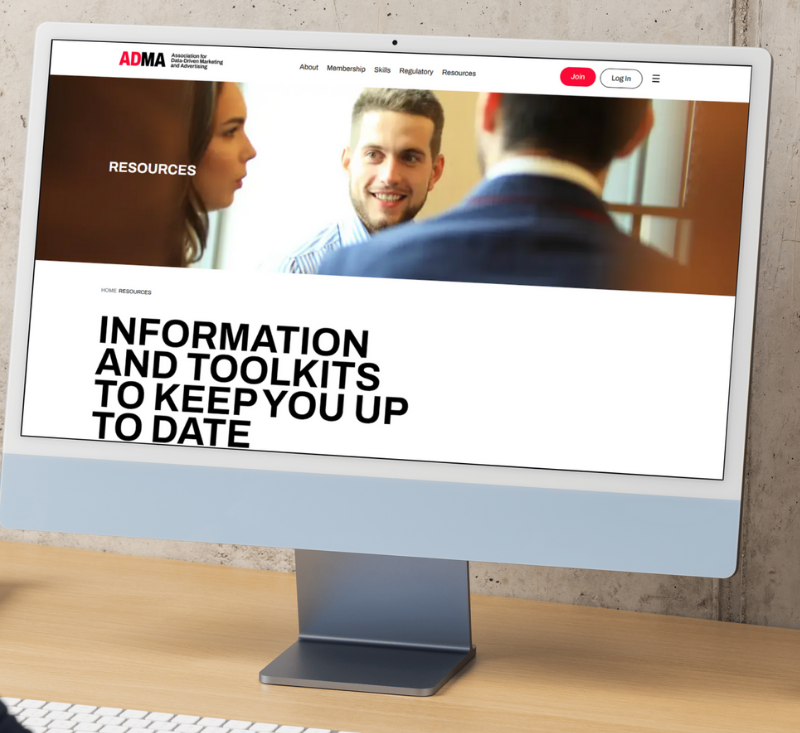 Screenshot of the ADMA website