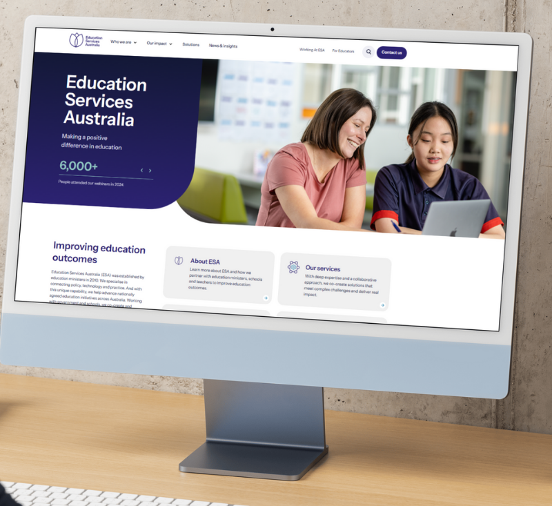 Screenshot of the ESA homepage