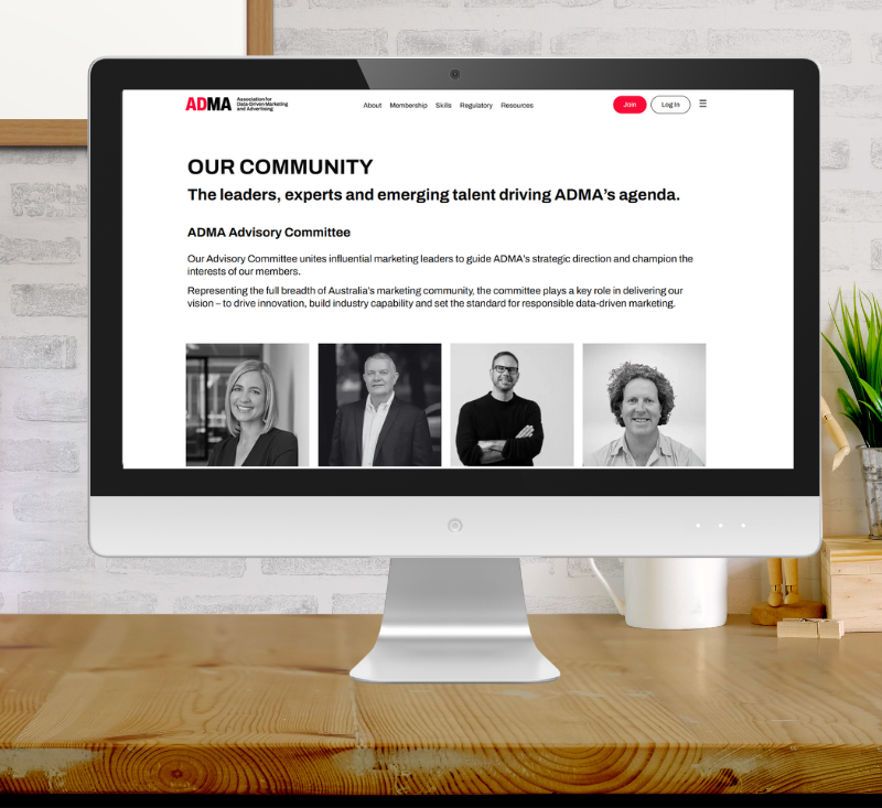 ADMA webpage displayed on the desktop