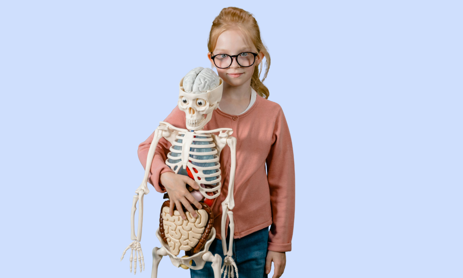 CHild with skeleton model